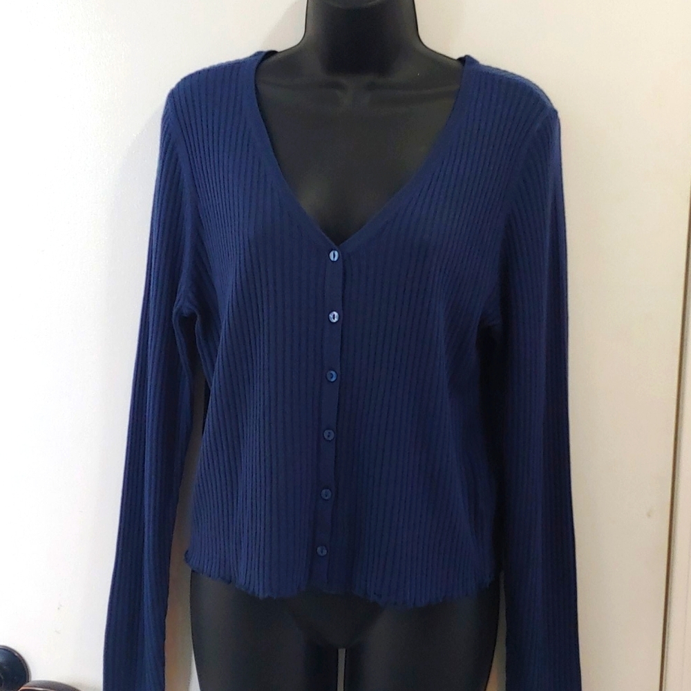 V-neck cardigan sweater.